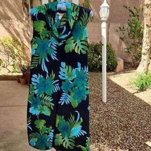 Expressions Green and Blue Midi Dress